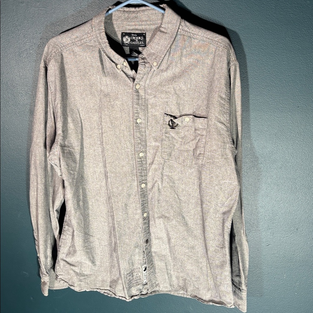 Crooks & Castles Men’s Grey Long Sleeve Button Down Shirt Size XL